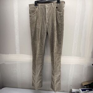 Vintage Wrangler Mens Slim Fit Brown Corduroy Pants Size 33x32 Made In Usa Pony